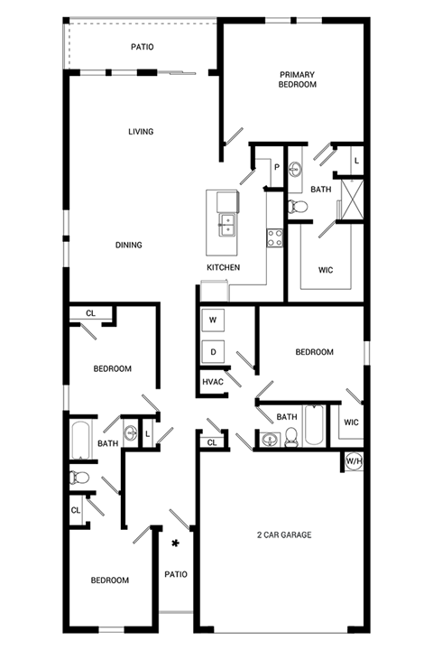 A black image with white shapes and a small white dot at the top right corner.